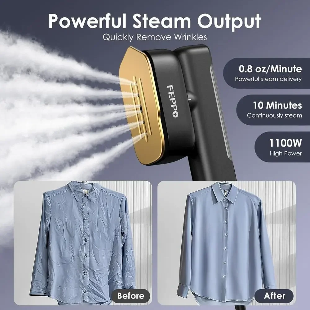 FEPPO Travel Steamer for Clothes, 110-240V Dual Voltage Portable Steamer & Iron - Picture 3 of 6